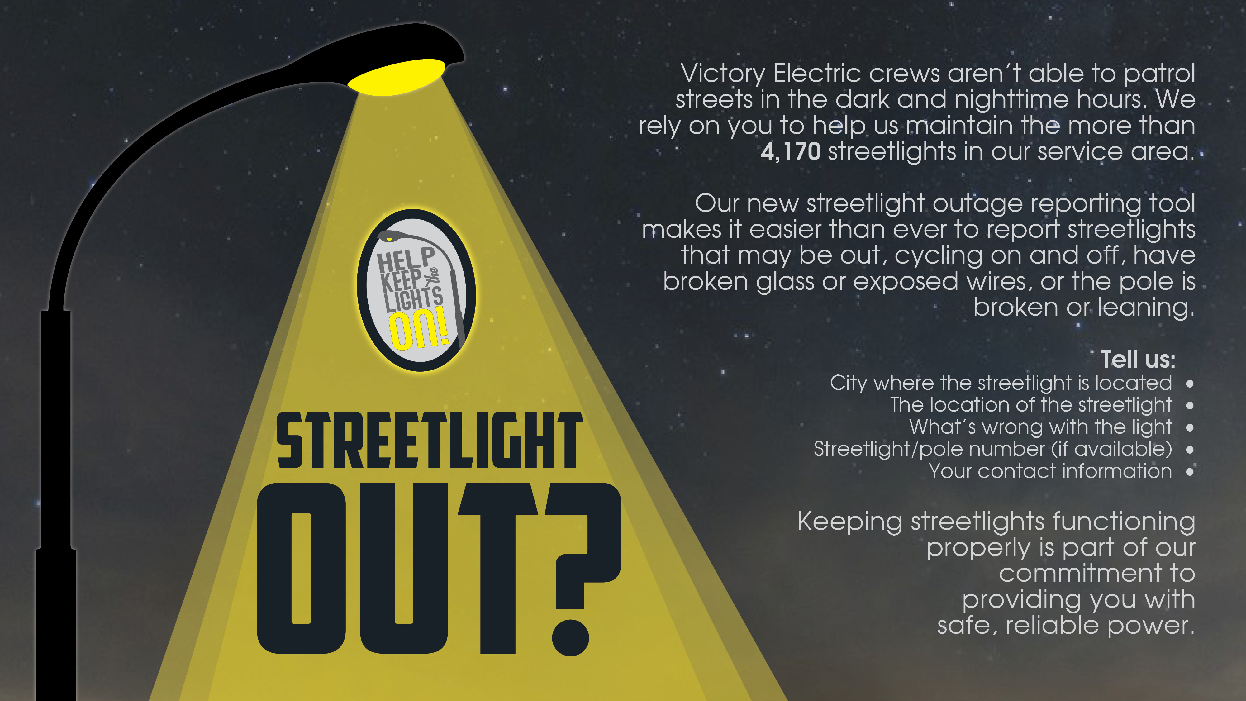 Report a street light problem Victory Electric Cooperative